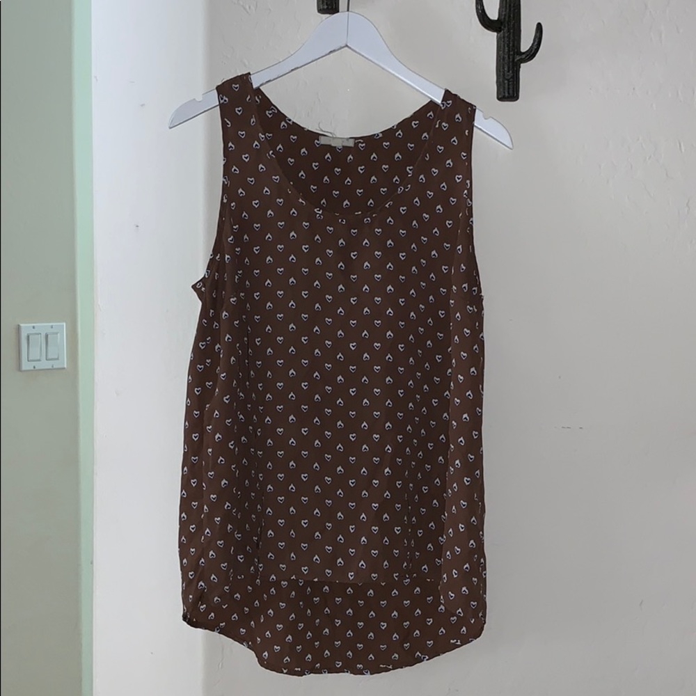 Pleione tank from Anthropology, brown w hearts L